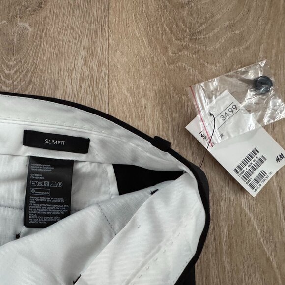 H&M Mens Black Slim Fit Dress Pants Size 40R - Picture 3 of 4